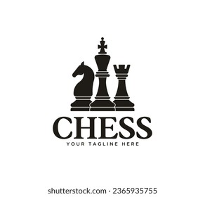 Chess sports logo design on white background, Vector illustration.