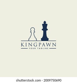 chess sports logo, pawn and king silhouette in retro classic art style