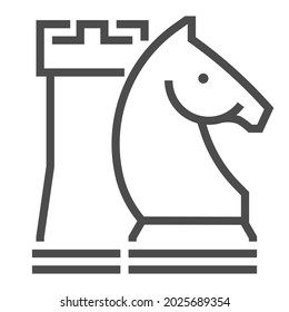 Chess, square line vector icon.