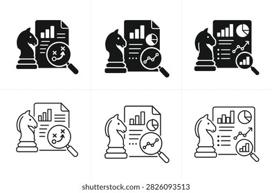 Chess Strategy Analytics Report and Business Performance Analysis Icon Set