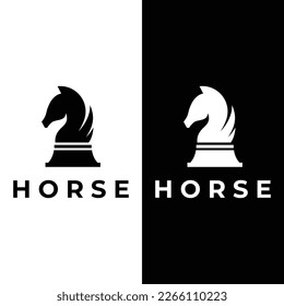 Chess strategy game logo with horse, king, pawn and rook. Logos for tournaments, chess teams and games.