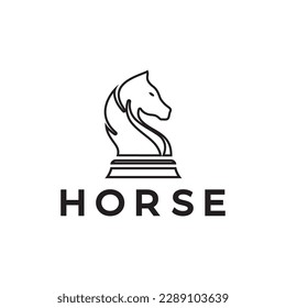 Chess strategy game logo with horse, king, pawn, minister and rook. Logo for chess tournament,team, championship, game application.
