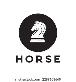Chess strategy game logo with horse, king, pawn, minister and rook. Logo for chess tournament,team, championship, game application.
