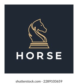 Chess strategy game logo with horse, king, pawn, minister and rook. Logo for chess tournament,team, championship, game application.