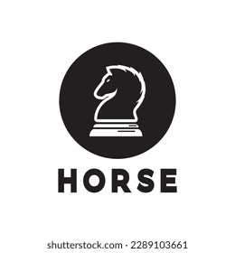 Chess strategy game logo with horse, king, pawn, minister and rook. Logo for chess tournament,team, championship, game application.