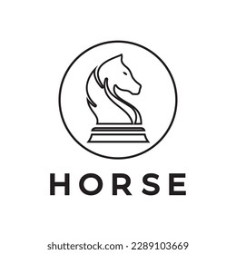 Chess strategy game logo with horse, king, pawn, minister and rook. Logo for chess tournament,team, championship, game application.