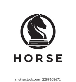 Chess strategy game logo with horse, king, pawn, minister and rook. Logo for chess tournament,team, championship, game application.