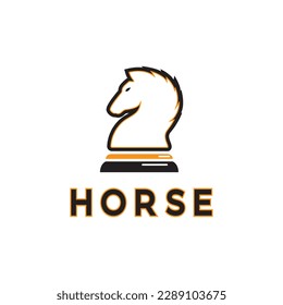 Chess strategy game logo with horse, king, pawn, minister and rook. Logo for chess tournament,team, championship, game application.