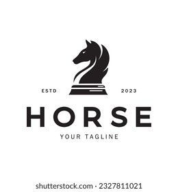 Chess strategy game logo with horse, king, pawn, minister and rook.