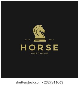 Chess strategy game logo with horse, king, pawn, minister and rook.