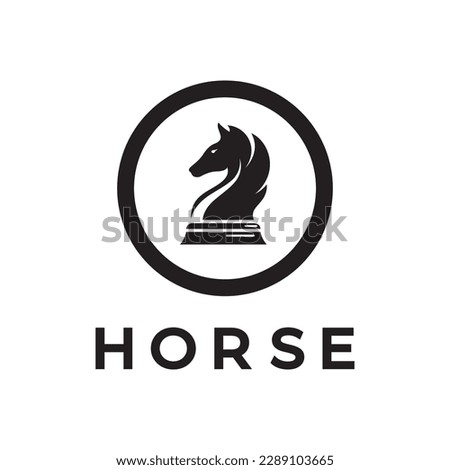 Chess strategy game logo with horse, king, pawn, minister and rook. Logo for chess tournament,team, championship, game application.