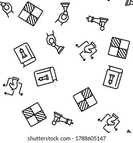 Chess Strategy Game Vector Seamless Pattern Thin Line Illustration