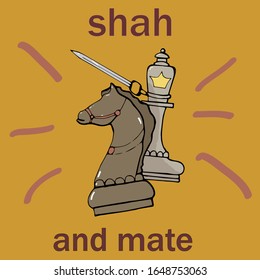chess strategy game.illustration of a king on a horse with a sword on a yellow background