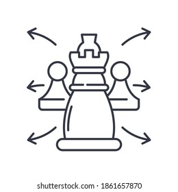 Chess strategy icon, linear isolated illustration, thin line vector, web design sign, outline concept symbol with editable stroke on white background.
