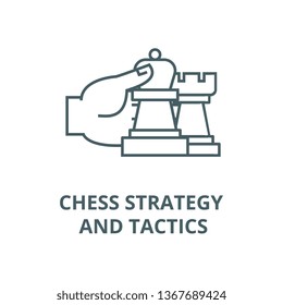 Chess strategy and tactics line icon, vector. Chess strategy and tactics outline sign, concept symbol, flat illustration