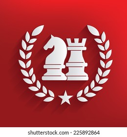 Chess symbol on red background,clean vector