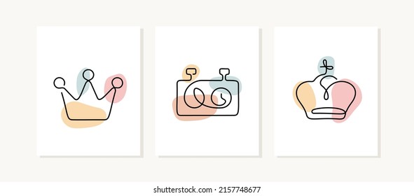 Chess symbols continuous line posters.