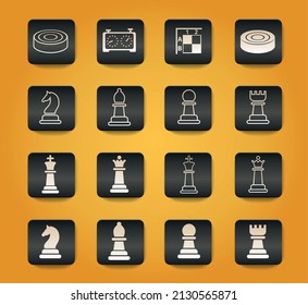 chess symbols on black buttons on yellow background