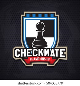 Chess template for club or school. Design for decoration tournaments, sports cups, logos business cards or events