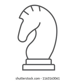 Chess thin line icon, game and sport, horse chess figure sign, vector graphics, a linear pattern on a white background, eps 10.