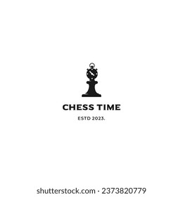 Chess time logo design on isolated background