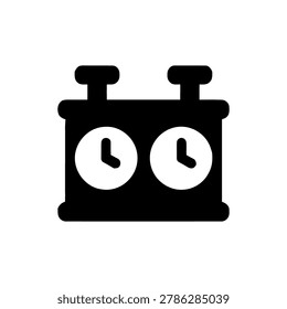 Chess Timer Clock Silhouette Icon Illustration Containing timed strategy board game equipment, competitive play tool, and chess icon