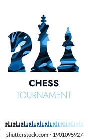 Chess  tournament, checkmate strategy sport championship game posters. Vector chess club cup for beginners and professional players