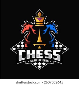 chess tournament and club logo vector on dark background