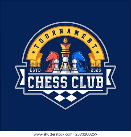 chess tournament and club logo vector on dark background