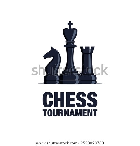 Chess tournament, competition. Poster invitation template. Sport club chess strategy. Vector illustration