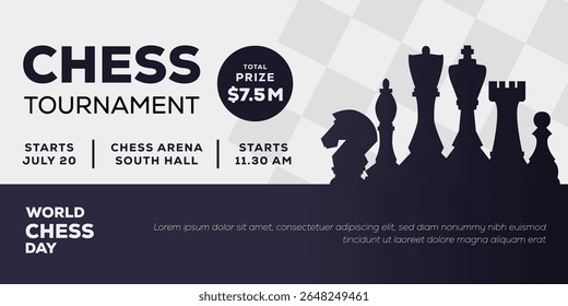 chess tournament horizontal banner to celebrate world chess day