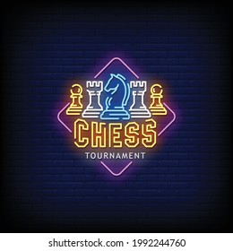 Chess Tournament Neon Sign Style Text vector