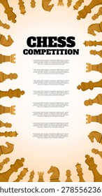 chess tournament poster with frame of brown piece borders