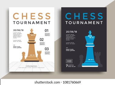 Chess tournament poster template. Sport game vector flyer.