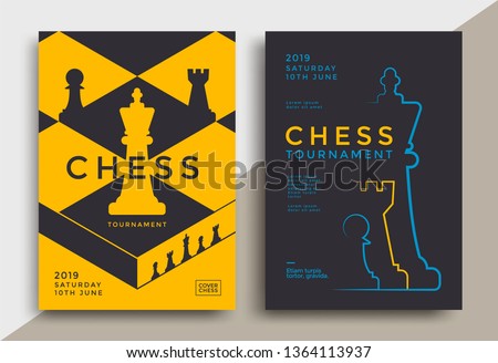 Chess tournament poster template. Sport game flyer design.