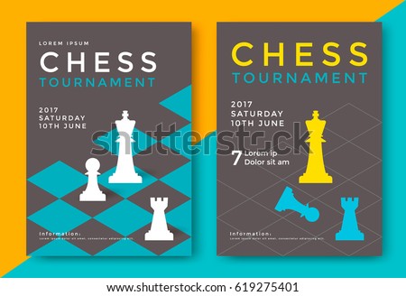 Chess tournament poster template. Sport game vector flyer.