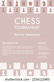 Chess tournament poster template in standard A4, A3 paper size proportions. Chess contest or chess club poster.