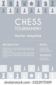 Chess tournament poster template in standard A4, A3 paper size proportions. Chess contest or chess club poster.