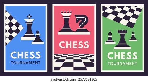 Chess tournament posters set. Illustration about chess tournament. Ideal Use as invitation or flyer template. Vector