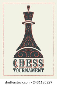 Chess tournament typographical vintage grunge style poster design. Retro vector illustration.