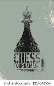 Chess tournament typographical vintage stencil spray grunge style poster. Retro vector illustration.