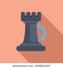 Chess tower gear work icon flat vector. Coping skills. Handle talking support