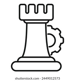 Chess tower gear work icon outline vector. Coping skills. Handle talking support