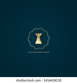 chess tower gold logo. Logo Template Design.luxury design. 
