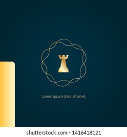 chess tower gold logo. Logo Template Design.luxury design. 