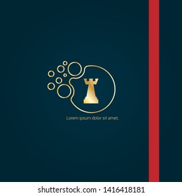 chess tower gold logo. Logo Template Design.luxury design. 