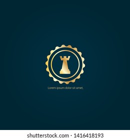 chess tower gold logo. Logo Template Design.luxury design. 