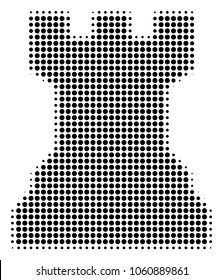 Chess Tower halftone vector pictogram. Illustration style is dotted iconic Chess Tower icon symbol on a white background. Halftone texture is circle dots.