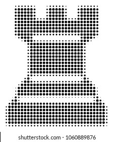 Chess Tower halftone vector pictogram. Illustration style is dotted iconic Chess Tower icon symbol on a white background. Halftone pattern is round points.