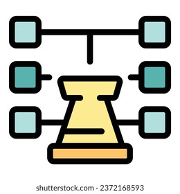 Chess tower icon outline vector. Computer play. Casino checkmate color flat